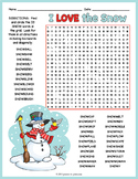 SNOW DAY Winter Word Search Puzzle Worksheet - 3rd 4th 5th