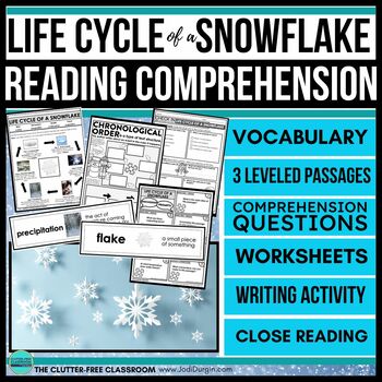 Preview of Snow reading passage Winter nonfiction comprehension Lifecycle of a Snowflake