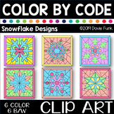 SNOWFLAKE DESIGNS Color by Number or Code Clip Art WINTER