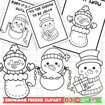 SNOWMAN CLIPART & COLORING PAGES COMMERCIAL USE FREEBIE by ...