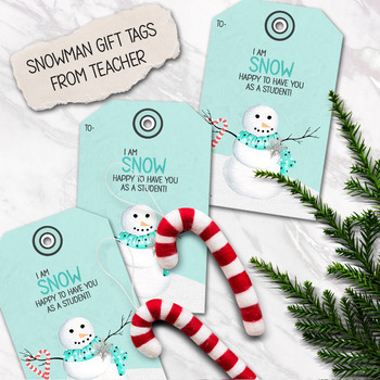 Preview of SNOWMAN GIFT TAGS, PRINTABLE CHRISTMAS NOTES FROM TEACHER, STUDENT XMAS NOTECARD