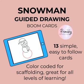 Preview of SNOWMAN Guided Drawing (BOOM CARDS!)