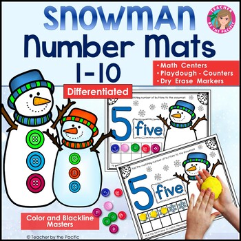 Preview of SNOWMAN Math Playdough Number Mats to Ten