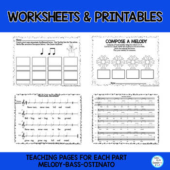 Download Music Lesson: Winter Orff & Kodaly, "Snowman, Snowman" Worksheets, Mp3 Tracks