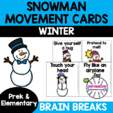 Occupational therapy SNOWMAN Winter movement cards brain b
