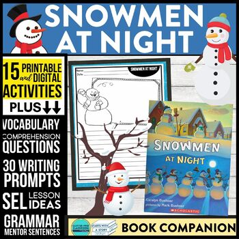 Preview of SNOWMEN AT NIGHT activities READING COMPREHENSION - Book Companion read aloud