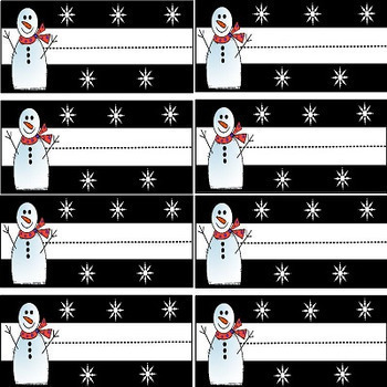 Snowmen Classroom Winter Décor Name Plates and Word Wall Bulletin Board ...