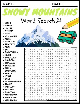 SNOWY MOUNTAINS Word Search Puzzle Worksheets Activities For Kids   Original 10830436 1 