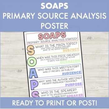 Preview of SOAPS Primary Source Analysis Anchor Chart/Poster & Graphic Organizer