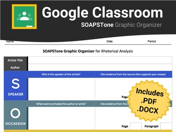 Preview of SOAPSTone Graphic Organizer for Google Classroom