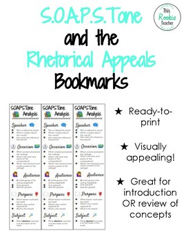 Preview of SOAPSTone and Rhetorical Appeals Bookmarks