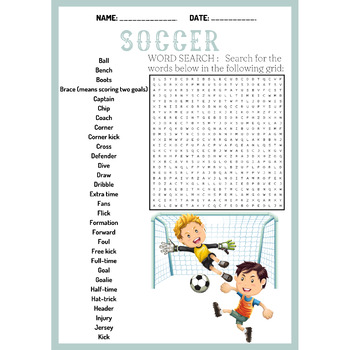 SOCCER bundle word search & word scramble puzzles worksheets activity
