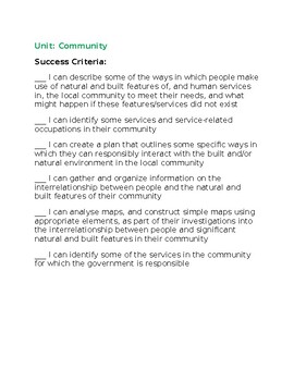 Preview of SOCIAL STUDIES ASSESSMENT CHECKLIST GRADE 1 *EDITABLE* ONTARIO - Colour Coded