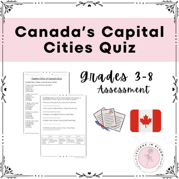 Preview of SOCIAL STUDIES- GEOGRAPHY- CAPITAL CITIES QUIZ - CANADA