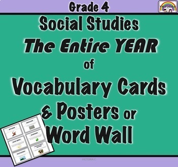 Preview of SOCIAL STUDIES Grade 4 VOCABULARY PPT Word Wall Interactive Notebooks