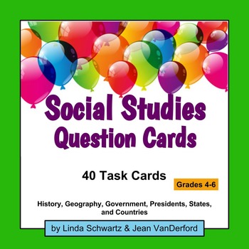 Social Studies Board Game Question Cards