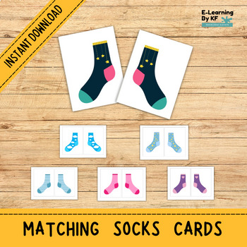 Preview of SOCK MATCHING CARDS - Flash Cards Set of 20+20 - Printable Flashcards