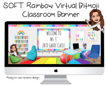 Soft Rainbow Virtual Bitmoji Classroom Banner For Canvas By Ms S In Second