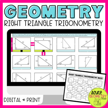 Preview of SOH CAH TOA & Right Triangle Trigonometry Activity - Digital Maze Google Sheets