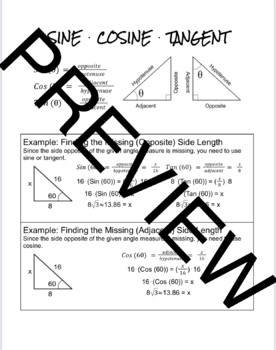 Preview of SOHCAHTOA Notes & Practice