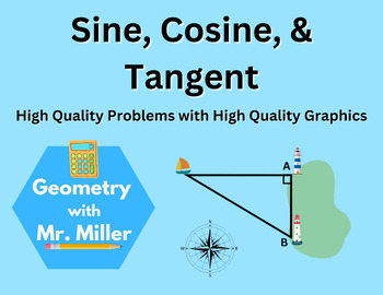 Preview of Sine, Cosine, & Tangent Printable Problems (Trigonometry) [HSG.SRT.C.8]