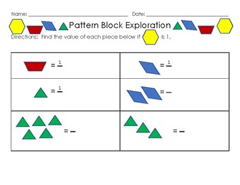 SOL 3.2 Pattern Block Fraction and Mixed Number Activities | TpT