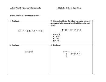 c order of operations assignment