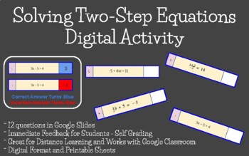 Preview of SOL 7.12 - Solving Two-Step Equations Activity