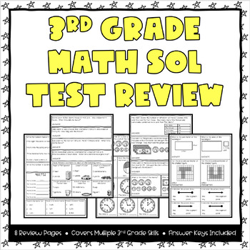 Preview of 3rd Grade Math SOL Review Pages - Set #1