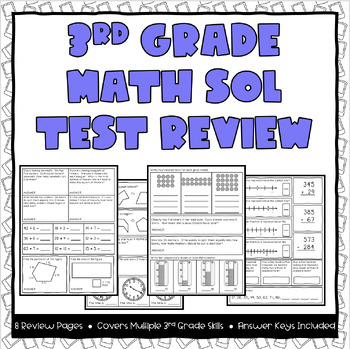 Preview of 3rd Grade Math SOL Review Pages - Set #3