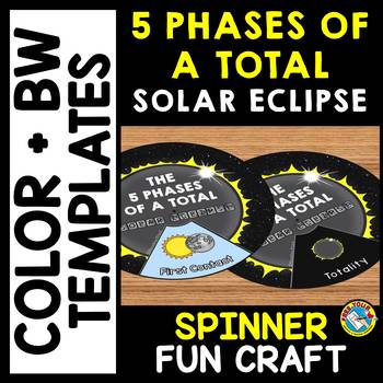 Preview of 5 PHASES OF A TOTAL SOLAR ECLIPSE 2024 ACTIVITY CRAFT SPINNER SCIENCE PRINTABLE