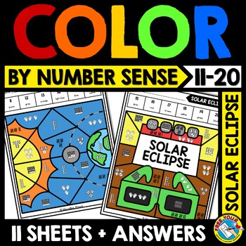 Preview of SOLAR ECLIPSE 2024 MATH APRIL ACTIVITY KINDERGARTEN 1ST COLORING PAGE SHEETS ART