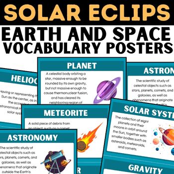 Preview of SOLAR ECLIPSE 2024 printable Earth and Space Vocabulary Posters