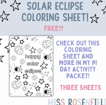 Preview of SOLAR ECLIPSE | April 2024 | FREE Coloring Sheet | Three Sheets