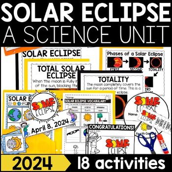 Preview of Solar Eclipse 2024 Mini Unit | Eclipse Activities Kindergarten-2nd Grade