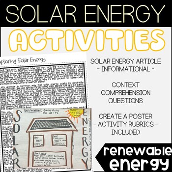 Preview of SOLAR ENERGY Activities | RENEWABLE ENERGY | Article, Poster Project & More