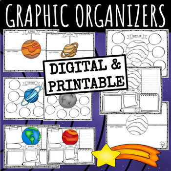 Preview of Solar System Graphic Organizers & Research Templates (Digital & Printable)