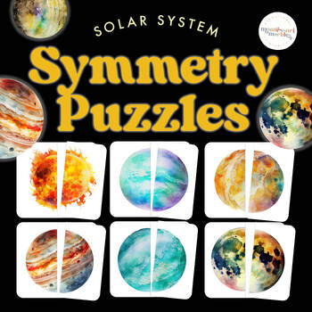 Preview of SOLAR SYSTEM Symmetry Puzzles | Montessori Inspired Matching Activity