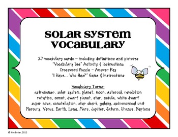 Preview of STEM Solar System Visual Vocabulary Cards and Activities