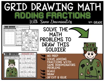 Preview of SOLDIER Grid Drawing Math ADDING FRACTIONS WITH SAME DENOMINATORS