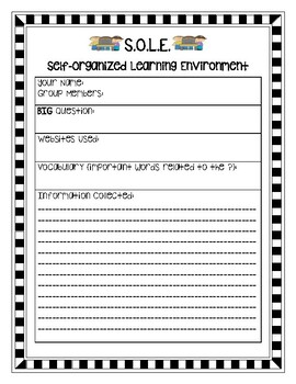 Preview of S.O.L.E. Worksheet and Self-Reflection