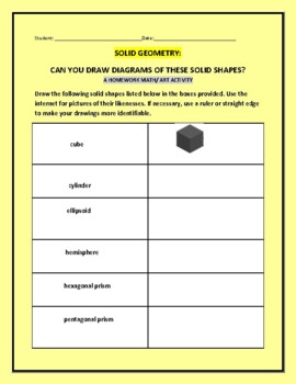 Preview of SOLID GEOMETRY: DRAWING SHAPES/ A MATH/ART ACTIVITY