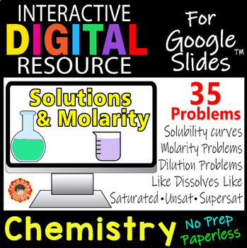Preview of SOLUTIONS & MOLARITY Digital Resource for Google Slides~ CHEMISTRY