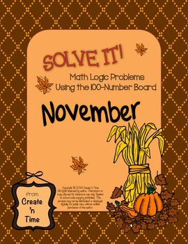Preview of SOLVE IT! November Math Logic Problems Using the 100-number Board