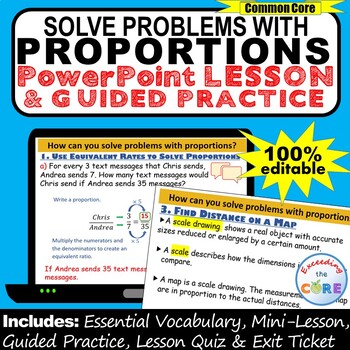 Preview of SOLVE PROBLEMS WITH PROPORTIONS PowerPoint Lesson & Practice | Distance Learning