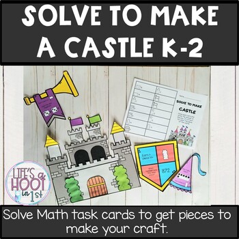 Preview of Numbers and operations SOLVE TO MAKE math task cards and craft Castle