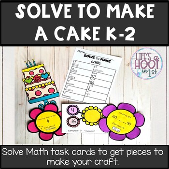 Preview of Numbers and operations SOLVE TO MAKE math task cards and craft birthday cake