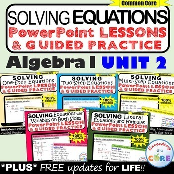Preview of SOLVING EQUATIONS Lessons & Practice DIGITAL BUNDLE  (Algebra 1 Curriculum)