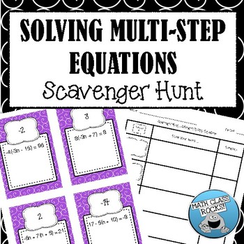 Preview of SOLVING MULTI-STEP EQUATIONS SCAVENGER HUNT