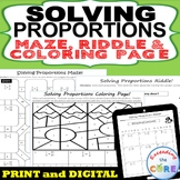 SOLVING PROPORTIONS Maze, Riddle, Color by Number Coloring